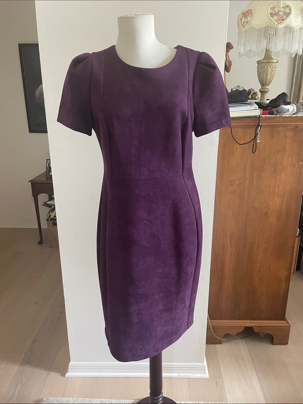 Calvin Klein Deep Purple Short Sleeve Sheath Dress